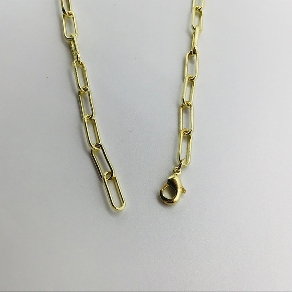 New Necklace Fresh Water Pearl 14k Yellow Gold Plated Paper Clip Chain L… - Picture 7 of 8